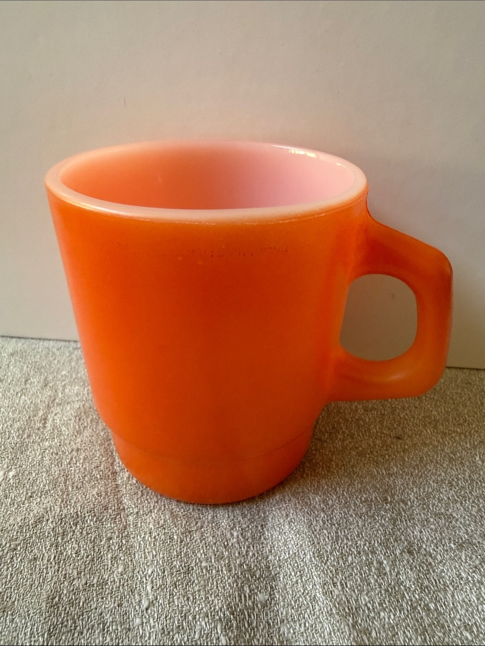 Vintage Anchor Hocking Fire King orange stackable mug